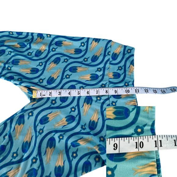 LulaRoe Funky Floral leggings Blue Yellow One Size Fits Most - Picture 7 of 9